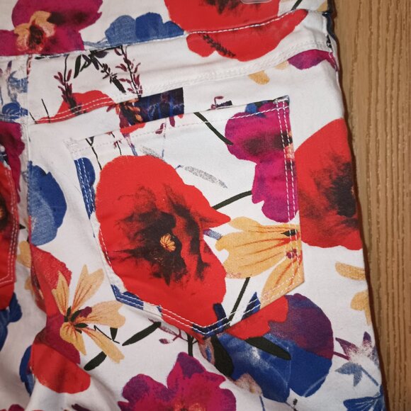 NEW Tribal Women's Pull on Ankle Jegging Floral Printed Denim Hot Coral 0 - Picture 6 of 9